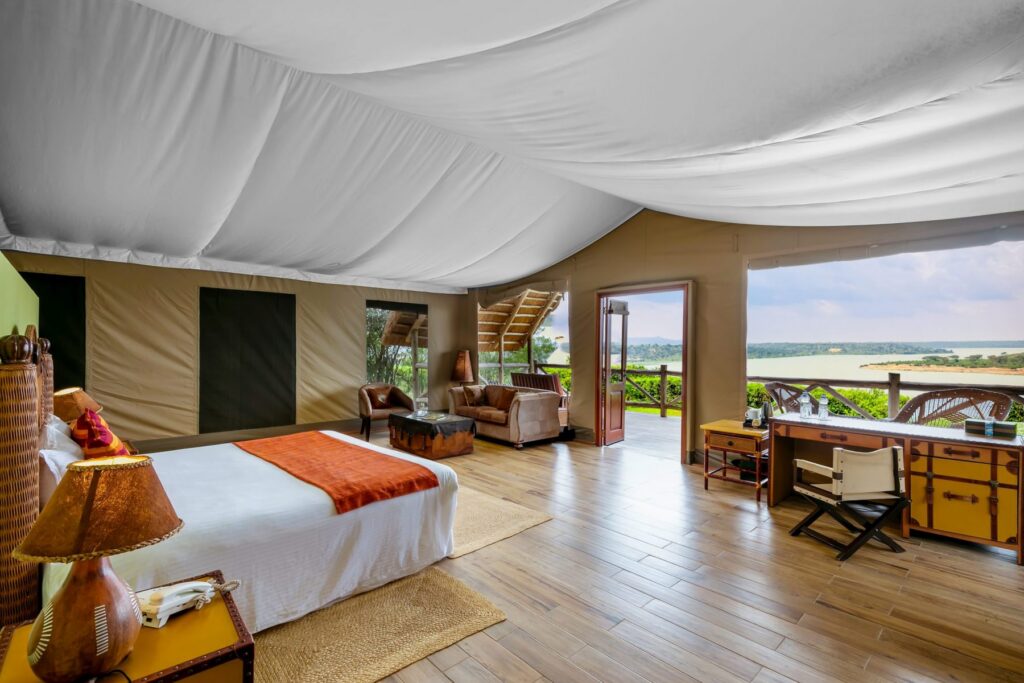 Mweya Safari Lodge Deluxe Bed View